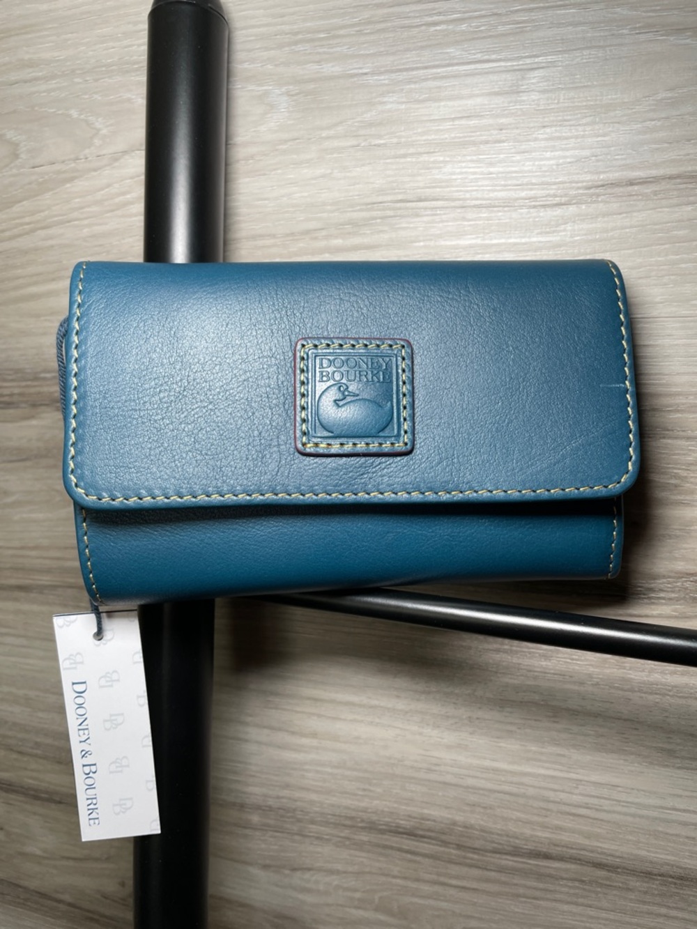 NWT- Women's Dooney & Bourke Florentine Leather Flap Wallet, Denim